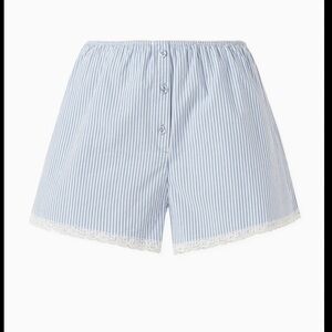 SKIMS cotton poplin sleep shorts in Zen Blue Strips